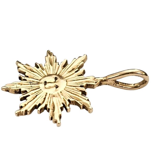 14K Yellow Gold Sun, Moon Face Pendant - Picture 4 of 10